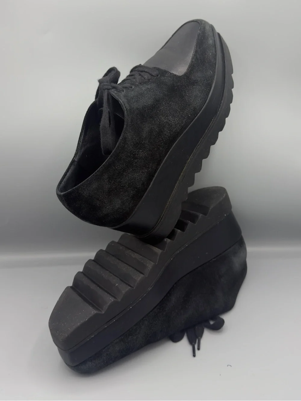 Anne Fontaine Black Suede Platform Lace-Up Shoes 🖤